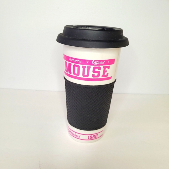 DISNEY Minnie Mouse Ceramic & Silicone Big Travel Mug Tumbler w/Sleeve - Picture 3 of 7